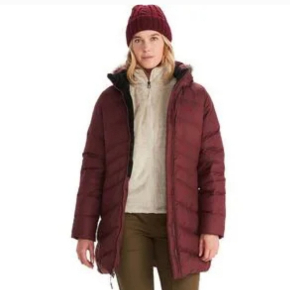 COLE HAAN QUILTED DOWN BURGUNDY WINTER COAT SIZE LARGE NWT